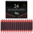 thumbnail image 1 of Wordsworth & Black 24 Pack Fountain Pen Ink Refills - Set of 24 Red Ink Cartridges - International Standard Size - Length APPR 1.5" - Base Diameter APPR 0.24" - Disposable and Generic, 1 of 17