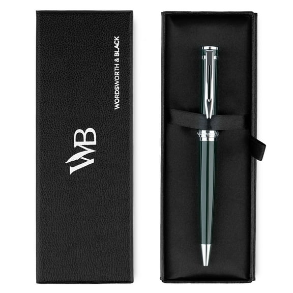 Wordsworth and Black Ballpoint Pen Green Lacquer- Stunning Luxury Pen Chrome Finish, Ink Refill, Best Gift Set for Men & Women, Refillable, Elegant, Nice Pens, Fine Point