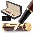 thumbnail image 1 of Wordsworth & Black Fountain Pen Set, 18K Gilded Medium Nib, Includes 24 Pack Ink Cartridges, Ink Refill Converter & Gift Box, Gold Finish, Calligraphy, [Brown Gold], Perfect for Men & Women, 1 of 10