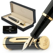 Wordsworth & Black Fountain Pen, Extra Fine Point Ink Pens, Black Gold - Refillable, Calligraphy