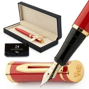Wordsworth & Black Fountain Pen, Extra Fine Point Ink Pens, Crimson Red - Refillable, Calligraphy