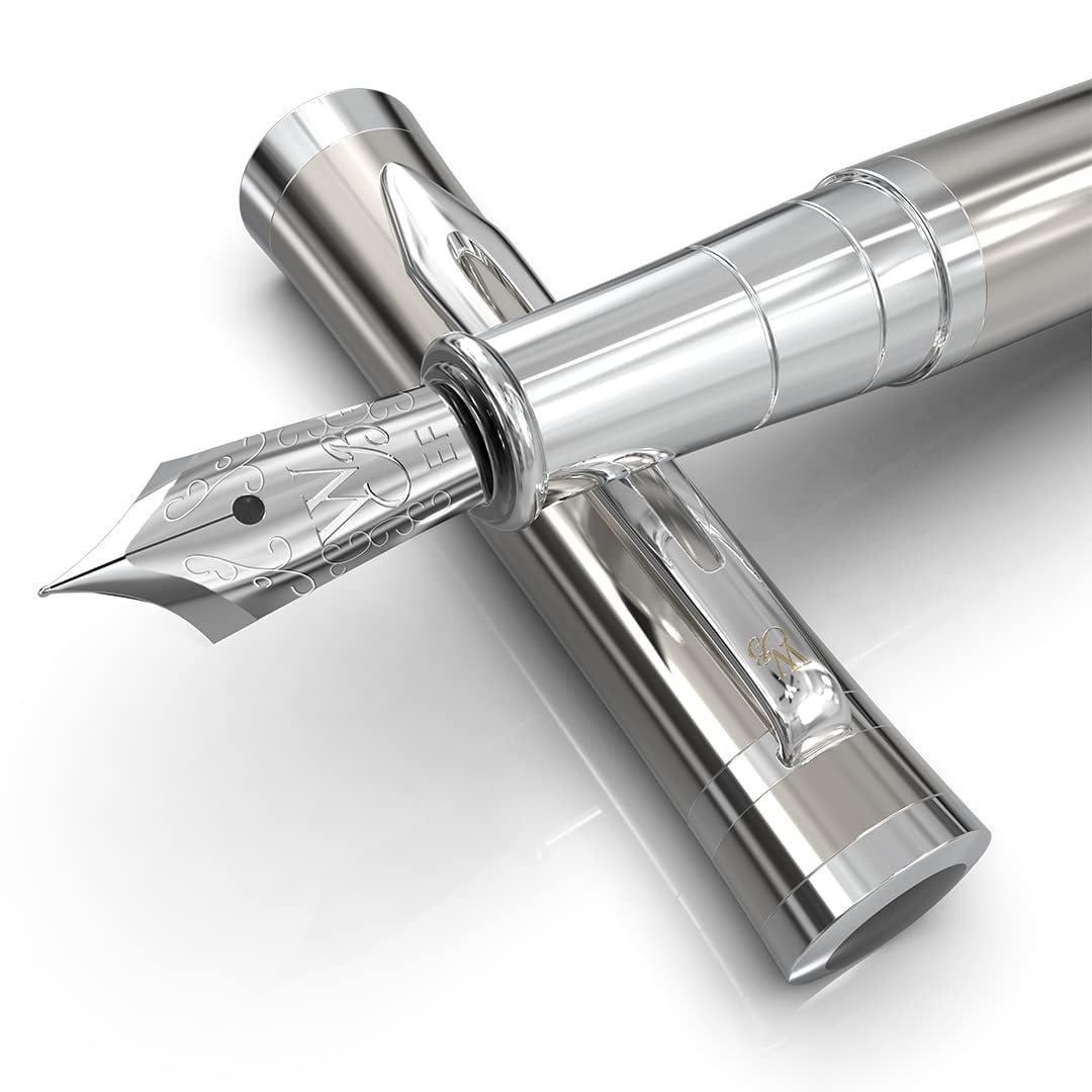 Wordsworth & Black Fountain Pen, Extra Fine Point Ink Pens, Silver