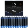 thumbnail image 1 of Wordsworth & Black Fountain Pen Ink Refills - 12 Pack Blue Ink Cartridges - Int. Standard Size, 1 of 17
