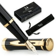 thumbnail image 1 of Wordsworth & Black Fountain Pen Set, 18K Gilded Medium Nib, Includes 24 Pack Ink Cartridges, Ink Refill Converter & Gift Pouch, Gold Finish, [Black Gold], Perfect for Men & Women, 1 of 10