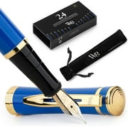 Wordsworth & Black Fountain Pen, Medium Nib Ink Pen, Imperial Blue - Refillable, Calligraphy