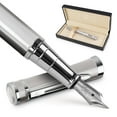 thumbnail image 1 of Wordsworth & Black Fountain Pen, Medium Nib Ink Pen, Silver Chrome - Refillable, Calligraphy, 1 of 10