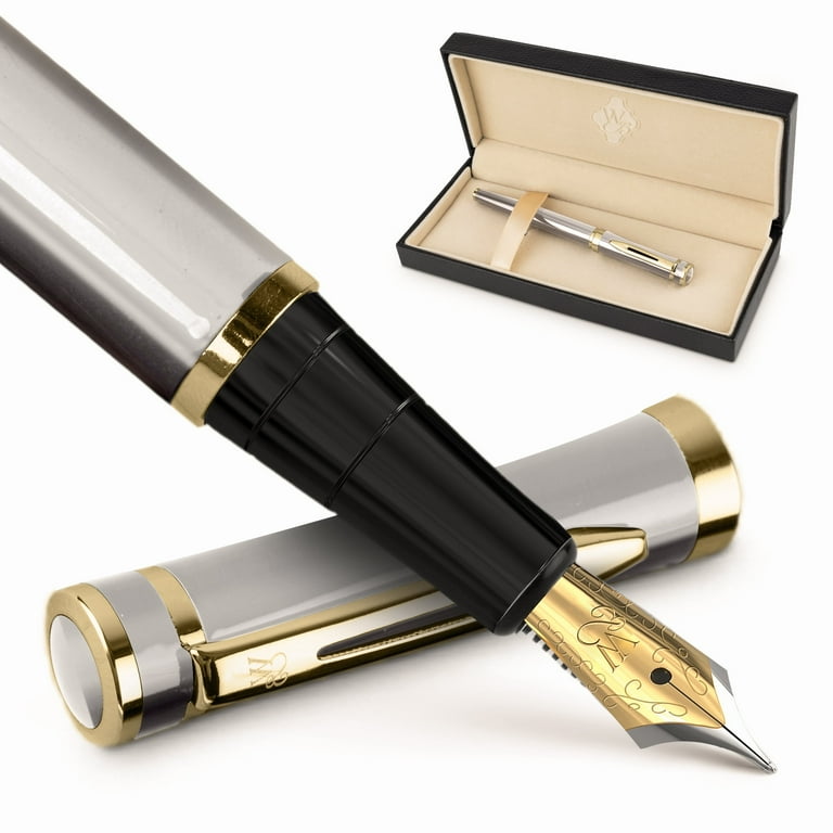 Wordsworth Black Medium Nib Fountain Pen, Silver Gold