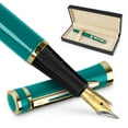 thumbnail image 1 of Wordsworth & Black Fountain Pen Set, 18K Gilded Medium Nib, Includes 06 Pack Ink Cartridges, Ink Refill Converter & Gift Box, Gold Finish, Calligraphy, [Turquoise Gold], Perfect for Men & Women, 1 of 10