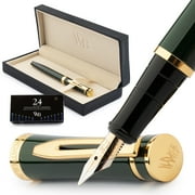 Wordsworth & Black Fountain Pen Set, 18K Gilded Broad Nib, Includes 24 Pack Ink Cartridges, Ink Refill Converter & Gift