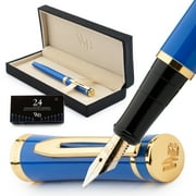 Wordsworth & Black Fountain Pen Set, 18K Gilded Broad Nib, Includes 24 Pack Ink Cartridges, Ink Refill Converter & Gift