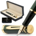 thumbnail image 1 of Wordsworth & Black Fountain Pen Set, Bent Nib, Includes 24 Pack Ink Cartridges, Ink Refill Converter & Gift Box, Calligraphy, [Racing Green], Perfect for Men & Women, 1 of 1