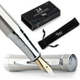thumbnail image 1 of Wordsworth & Black Fountain Pen Set, Extra Fine Nib, Includes 24 Pack Ink Cartridges, Ink Refill Converter & Gift Pouch, Chrome Finish, Calligraphy, [Silver Chrome], Perfect for Men & Women, 1 of 10