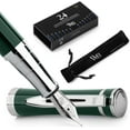 thumbnail image 1 of Wordsworth & Black Fountain Pen Set, Medium Nib, Includes 24 Pack Ink Cartridges, Ink Refill Converter & Gift Pouch, Chrome Finish, Calligraphy, [Racing Green], Perfect for Men & Women, 1 of 10