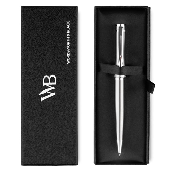 Wordsworth & Black Luxury Erudite Mechanical Pencil Set- Refillable Pencil, Gift Case; Journaling, Calligraphy, Drawing, Smooth Writing [Silver Chrome]