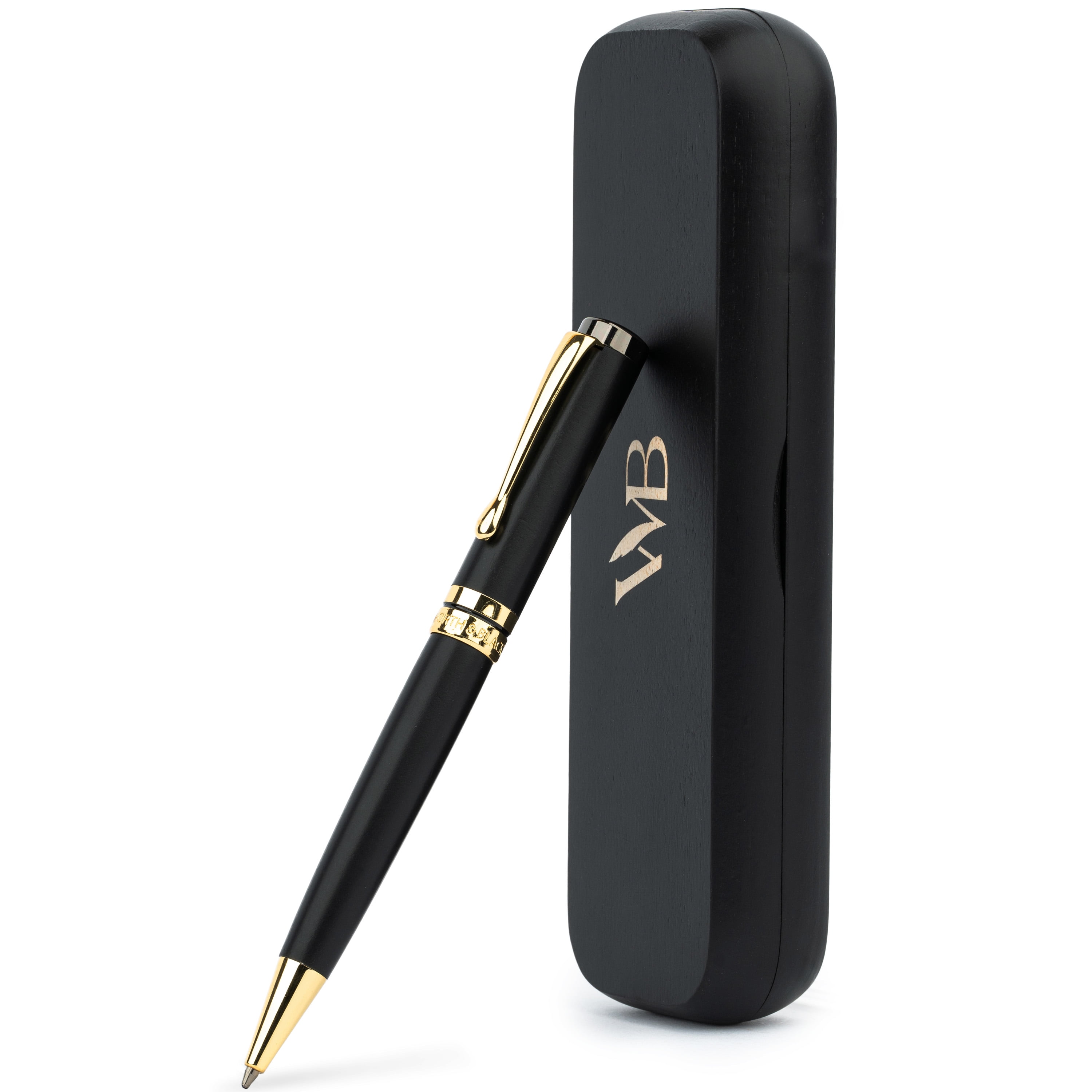 Wordsworth & Black Fountain Pen Set, 18K Gouden Medium Penpunt, Inclusief 24 Ink Cartridge Set, Inktvulconverter & Cadeauverpakking, Gouden Afwerking, [Zwart Roze Goud], Perfect voor Mannen & Vrouwen