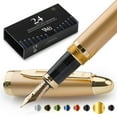 thumbnail image 1 of Wordsworth & Black Majesti Fountain Pen-(Gold), Luxury Case, 24K Gold Finish; 18K Gilded Medium Nib- Ink Cartridges, Refillable Ink Converter-Calligraphy Pen-Best Business Gift Set for Men & Women, 1 of 11