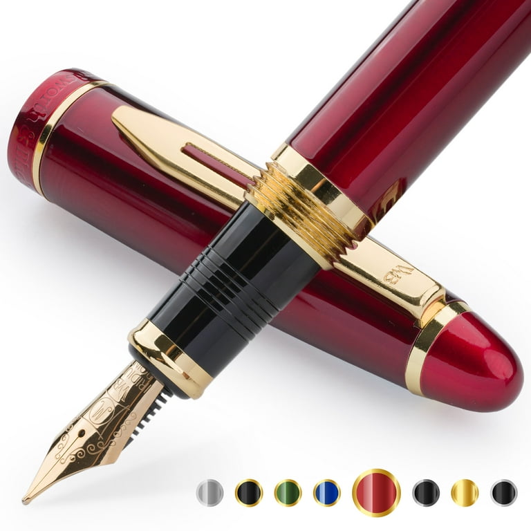 Wordsworth & Black Majesti Fountain Pen, Medium Nib Ink Pen, Red