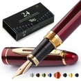 thumbnail image 1 of Wordsworth & Black Majesti Fountain Pen-(Red), Luxury Case, 24K Gold Finish; 18K Gilded Extra Fine Nib- Ink Cartridges, Refillable Ink Converter-Calligraphy Pen-Best Business Gift Set for Men & Women, 1 of 11