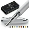 thumbnail image 1 of Wordsworth & Black Majesti Fountain Pen-(Silver), Luxury Case, 24K Gold Finish; 18K Gilded Medium Nib- Ink Cartridges, Refillable Ink Converter-Calligraphy Pen-Best Business Gift Set for Men & Women, 1 of 11