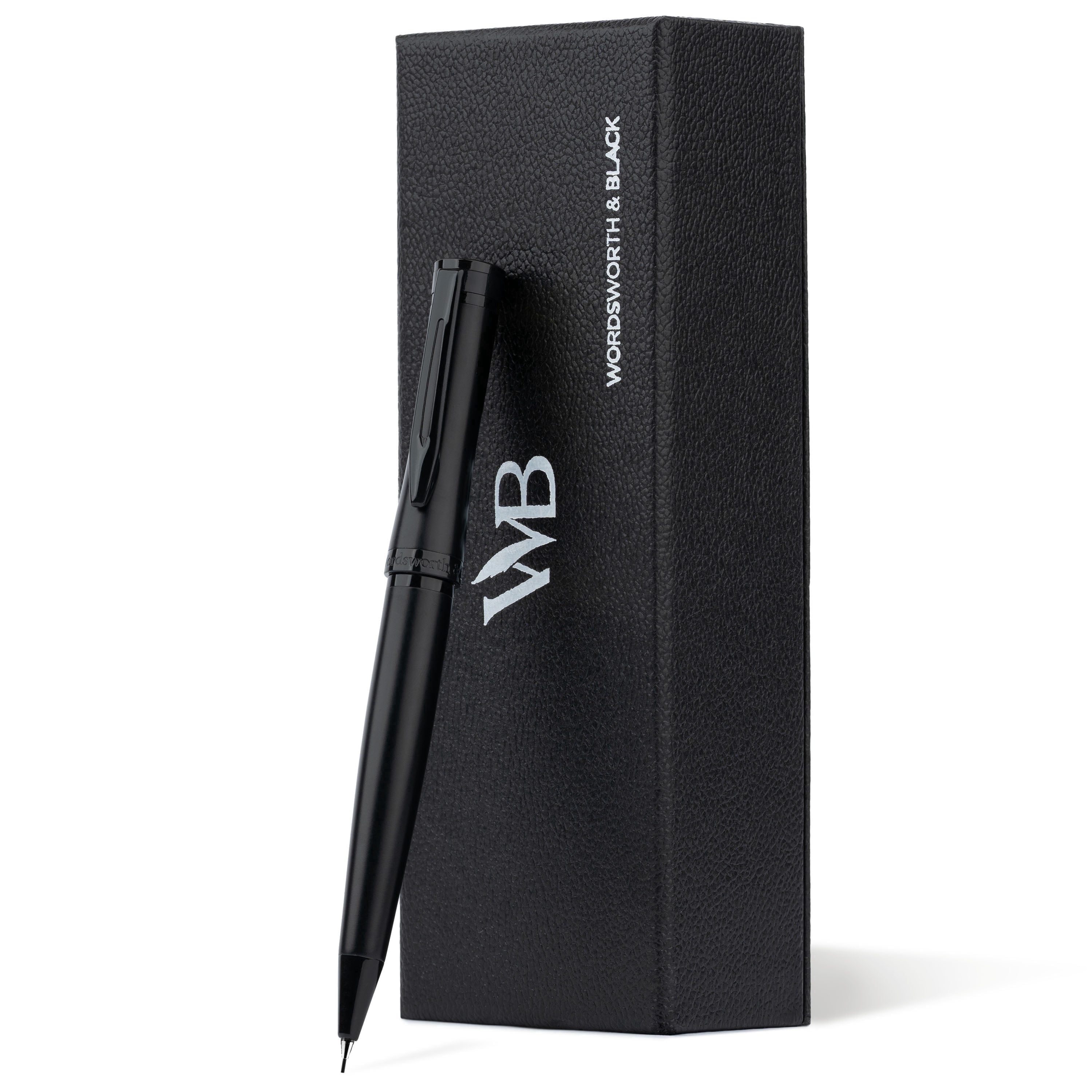 Wordsworth and Black Mechanical Pencil Graphite Lead- Stunning Luxury Metal Pencil, All Black Lacquer Finish, 0.7mm Led, Best Gift Set for Men & Women, Professional Executive Office Pencils