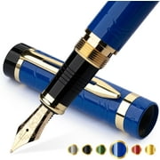 Wordsworth & Black Primori Fountain Pen, Medium Nib Ink Pen, Blue Gold - Refillable
