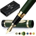 thumbnail image 1 of Wordsworth & Black Primori Fountain Pen Set [Green Gold]; Medium Nib, Gift Case, 24 Ink Cartridges, Refill Converter, Manual; Journaling, Calligraphy, Smooth Writing Pens; Left and Right Handed, 1 of 10