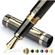 Wordsworth & Black Primori Fountain Pen Set, Gunmetal Gold, Medium Nib, 6 Ink Cartridges -Refillable