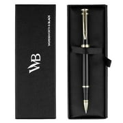 Wordsworth and Black Rollerball Pen - Luxury Pen - 24K Gold Finish, Black Lacquer, Ink Refill, Refillable High Quality Gift for Men & Women, Professional Writing, Nice and Fancy Pens and for Work