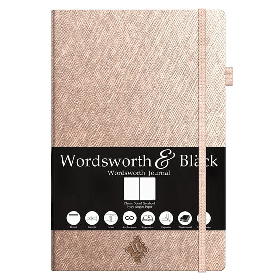 Wordsworth & Black Thin Classic Premium Grid Journal Pen Loop | A5 Dotted Hard Cover Paper Notebook