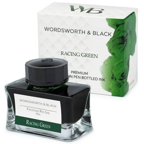 Wordsworth and Black Fountain Pen Ink Bottle, 50Ml, Racing Green, Bottled Ink, Smooth Ink Flow