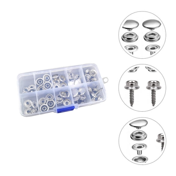 Worgeous 1 Box of Repairing Buttons Stainless Snap Fasteners Home Tent Repair Tool (15mm)