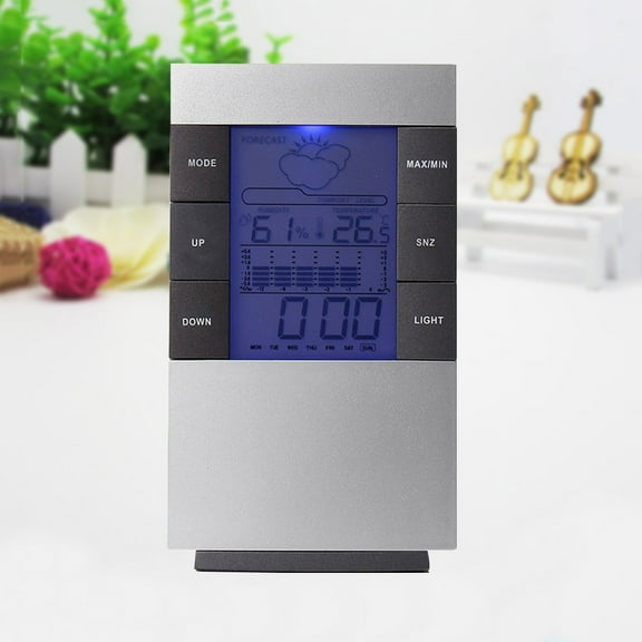 Worgeous 1 PC LCD Humidity Temperature Meter Hygrometer Room Indoor Thermometer Clock (No Battery Include)