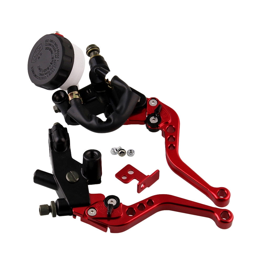 Worgeous 1 Pair 7/8 Inch 22mm Front Brake Clutch Master Cylinder Lever for Bike Scooter ATV Aluminum Alloy Motorcycle Parts (Red)