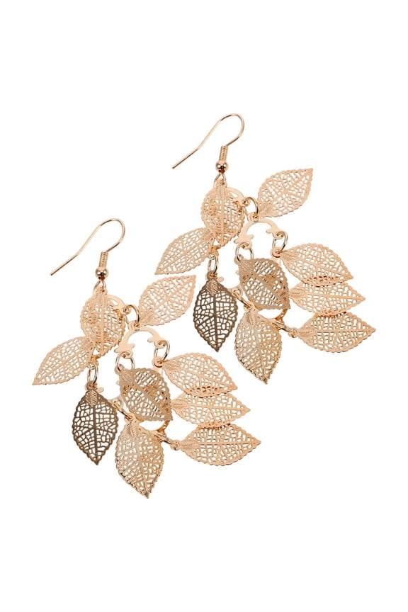 1 Pair Gold Plated Hoop Earrings for Women Long Layered Leaf Earrings Boho Chandelier Dangle Earrings Vintage Statement Drop Earrings