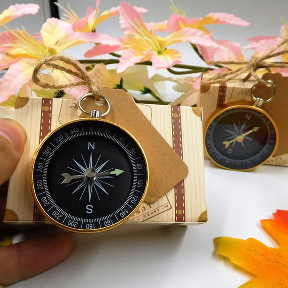 WHAMVOX Portable Mini Compass for Outdoor Adventure with Key Ring Golden Aluminum Alloy and Accurate 1 Pair