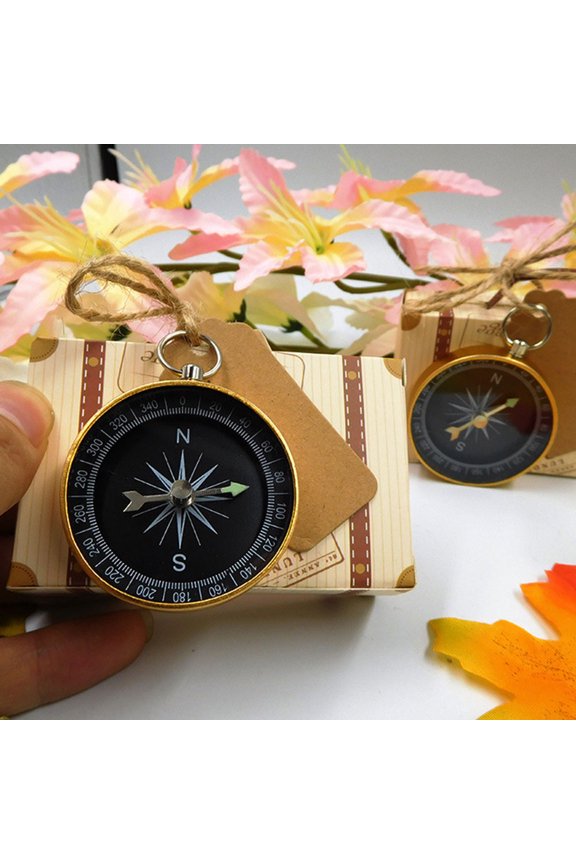 WHAMVOX Portable Mini Compass for Outdoor Adventure with Key Ring Golden Aluminum Alloy and Accurate 1 Pair