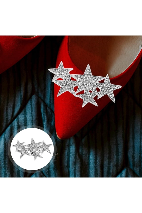 1 Pair Sequined Shoe Flowers Star Shaped Bridal Shoe Buckles Clips Women Sneakers Jewelry Rhinestone Wedding Accessories for DIY Craft