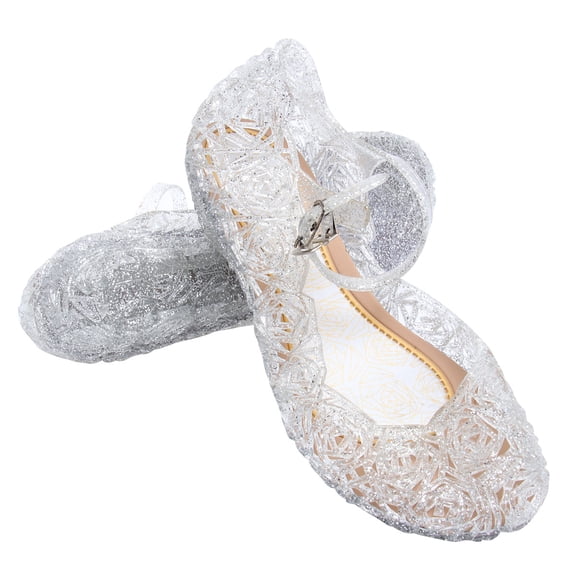 Worgeous Girls White Jelly Sandals, Little Girl Dress Shoes, High Heel Open Toe Party Sandals, Size 34