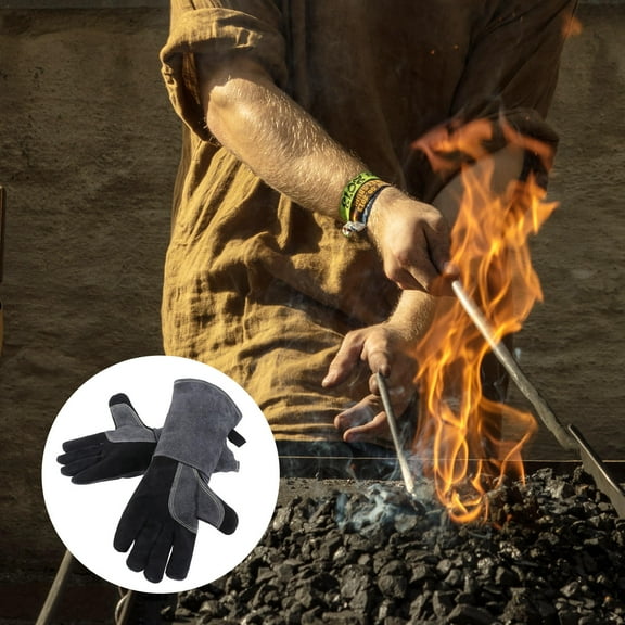 FONDOTIN Work Protective Gloves Leather For Home Cooks Welding 1 Pair 16 Inches