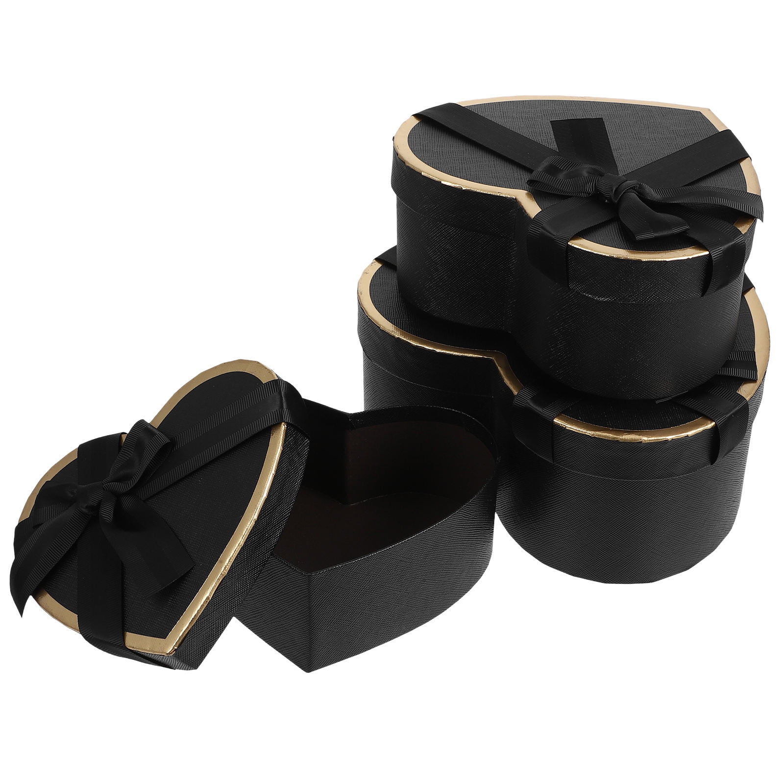 Alipis Heart Shaped Boxes - Black Nesting Gift Boxes For Flowers, Valentines Day, Wedding Favors & Birthdays