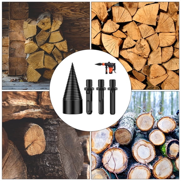 Worgeous 1 Set High Speed Steel Wood Splitting Cone Bit for Drill 38mm Ideal for Home Farm Camping