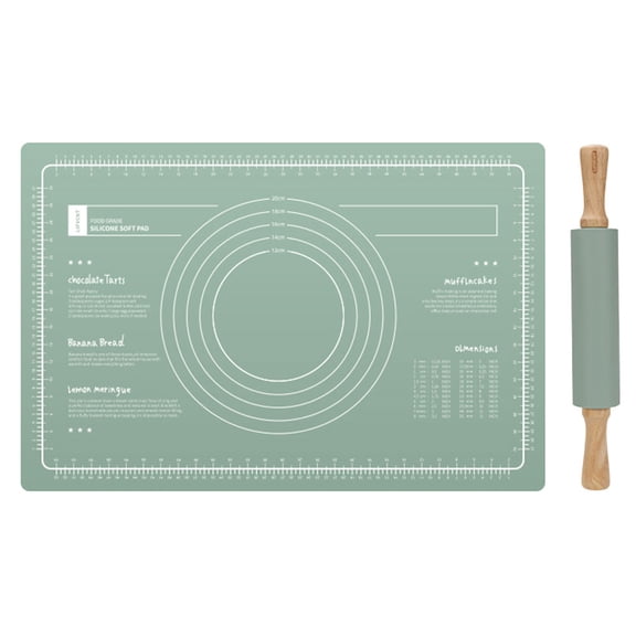 Worgeous 1 Set Pastry Mat Rolling Pin Bread Roller Baking Bread Mat Kitchen Baking Pie Mat