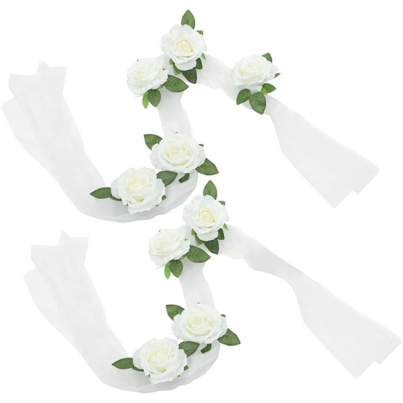 Worgeous 1 Set Plastic Silk Cloth Wedding Car Flower Decoration for Romantic Couples