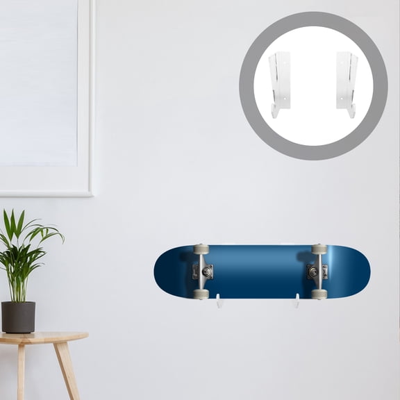WHAMVOX Acrylic Skateboard Wall Mount Rack for Storage Transparent Spacesaving Design with Non Slip Pads 1 Set