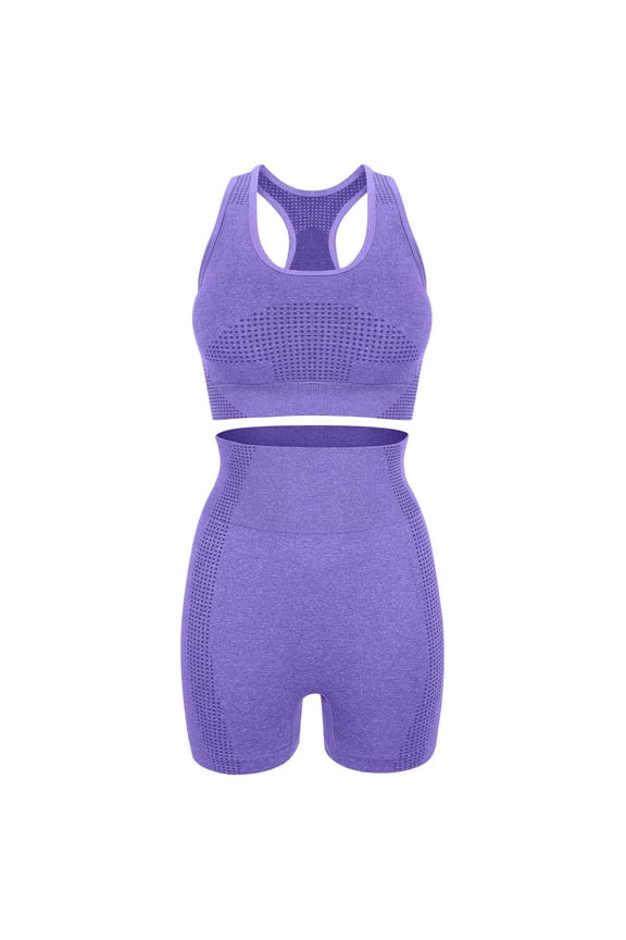 1 Set Workout Set for Women Workout Sets Purple Polyamide Breathable Comfortable Fit