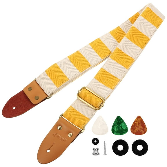 Worgeous Guitar Strap Acoustic Yellow Leather 1 .5x2x0.08in