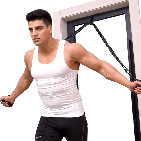 Worgeous Yoga Elastic Fitness Pull Rope Black 1Set 47.0X52.0X5.0In