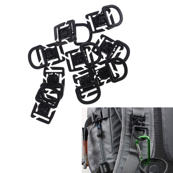 RENACLIPY 10 Pcs Black D Backpack Buckle Replacement Swivel Hooks Heavy Duty Hardware