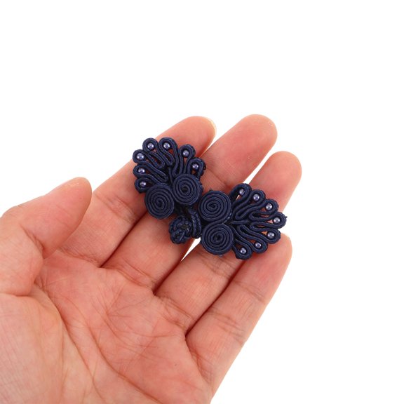Worgeous 10 Pairs Button Loops Cheongsam Button Dark Blue Polypropylene Fiber Sewing Fastener For Garments