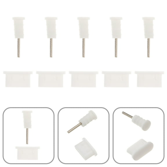 Worgeous  10 Pairs Headphone Jack Plug Covers Type-c Dust Outlet Protection White